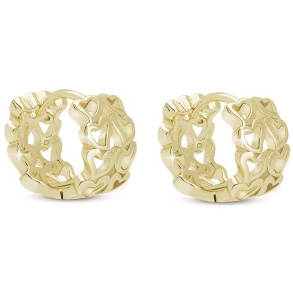52541 pozlacene nausnice 14k krouzky se srdicky 1003275