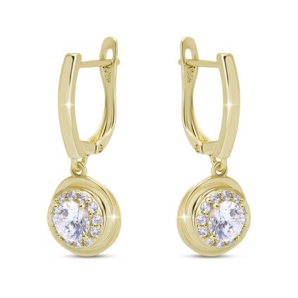 52709 pozlacene visaci nausnice 14k kruh se zirkony 1003285