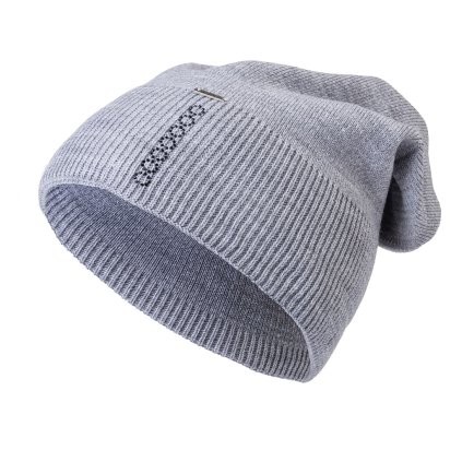 53132 damska zimni cepice wrobi s kaminky ve tvaru cernych kruhu sede barvy 7100438