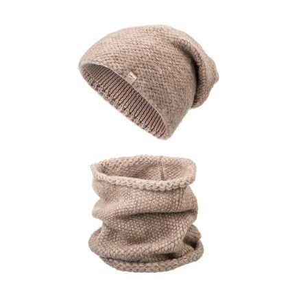 53218 damsky zimni set cepice a tunel wrobi e10 svetle hnede barvy 7100440 7