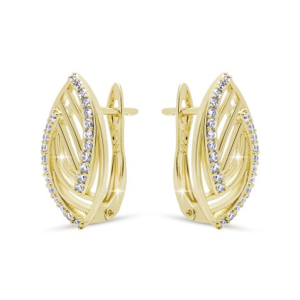 54025 nausnice pozlacene 14k listecek se zirkony 1003381