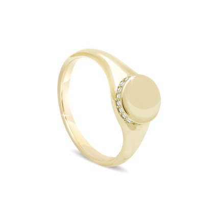 Inel de damă placat cu aur 14k, rotund strălucitor cu zirconiu cubic 4000302