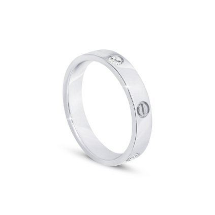 Inel solid de damă din oțel chirurgical cu zirconiu cubic 4000358