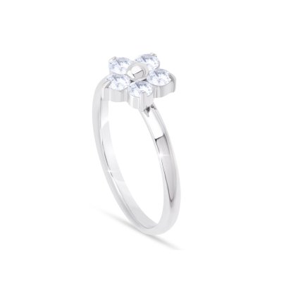 Inel fin de damă din oțel chirurgical, floare încrustată cu zirconiu cubic 4000388