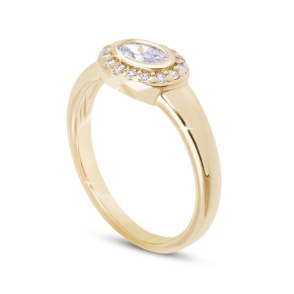 Inel de damă placat cu aur 14k, oval cu zirconi 4000455