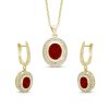 59899 set 0060 2 pozlaceny set sperku nausnice a retizek s cervenym zirkonem
