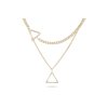 Lant placat cu aur de 14k, rand dublu cu elemente geometrice - triunghi 3001430
