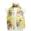 Eșarfă dreptunghiulară pentru femei imprimată cu flori, cu fir auriu - galben 7200534-1