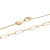Lanț cu două rânduri, placat cu aur de 14k, combinație de două lanțuri cu două mărgele răsucite 3001542