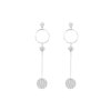 Cercei dangle placați cu rodiu, cerc cu lanț lung și cerc cu zirconiu cubic 1002381