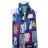 Eșarfă dreptunghiulară din cașmir pentru femei 2110-15 pisici de desene animate, albastru închis 7200584-8