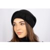 Beretă tricotată pentru femei cu floare, neagră 7100221-1
