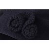Beretă tricotată pentru femei cu floare, neagră 7100221-1