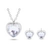 Set inimă din oțel chirurgical, lanț + cercei cu zirconiu cubic transparent 10 0023
