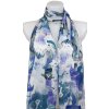 Eșarfă subțire dreptunghiulară pentru femei 378-6, motiv câine - albastru 7200609