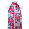 Eșarfă subțire dreptunghiulară pentru femei 378-2, cap de pisică, roz neon 7200608-6