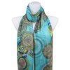 Eșarfă dreptunghiulară ușoară pentru femei 31110, roți din fir auriu - albastru 7200601-4