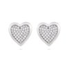 Cercei cu știfturi placați cu rodiu, inimă împânzită cu zirconi 1002691