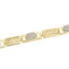 Brățară placată cu aur de 14k, dreptunghiuri conectate cu ornamente și zirconiu cubic 2002234