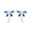 Cercei din oțel chirurgical - sâmburi, libelule cu aripi albastre 1002765