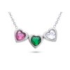 Lanț din oțel chirurgical cu pandantiv, trei inimi cu zirconii colorate 3001822