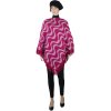 Poncho de damă tricotat MH-54 cu motiv ondulat, culoare visiniu 9001710-1