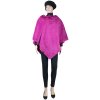 Poncho de damă cu guler de blană artificială XY-323, culoare roz 9001726-1