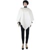 Poncho de damă cu guler de blană artificială XY-323, culoare crem 9001726-2