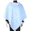 Poncho de damă cu guler de blană artificială XY-323, culoare albastru 9001726-4