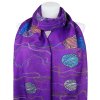 Eșarfă dreptunghiulară cu două fețe pentru femei 3130-2 violet, pisici - bile 7200683-4