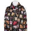 Eșarfă dreptunghiulară cu două fețe pentru femei 3130-2 negru, pisici - bile 7200683-10