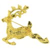 Broșă de Crăciun cu zirconiu cubic - ren zburător, culori aurii 9001748