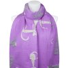 Esarfa dreptunghiulara fata-verso dama 2324-5 cu pisici, culoare violet