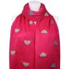 Femeie Femeie eșarfă dreptunghiulară reversibilă 2324-3 cu inimi, fucsia eșarfă dreptunghiulară 2324-3 cu inimi, fucsia