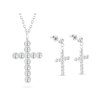 Set de cruce din oțel chirurgical, lanț + cercei cu zirconiu cubic 103Set cruce