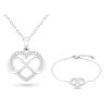 Set din oțel chirurgical, inimă cu simbolul infinitului, lanț + brățară cu zirconiu cubic 003set de inimi reticule + charm