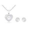 Set din otel chirurgical laba in inima, lant + cercei cu zirconi 196
