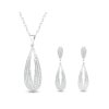 Set din oțel chirurgical, picătură decorată cu subtonuri albe, lanț + cercei atârnați cu zirconi 224