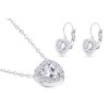Set din otel chirurgical, set inima cu zircon transparent, lant + cercei agatatori