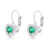 Set din otel chirurgical, set inima cu zircon verde, lant + cercei agatatori