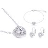 Set din otel chirurgical, set inima cu zircon transparent, lant + cercei + bratara