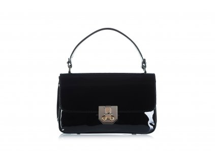 ellarte black lacquered leather briefcase type handbag