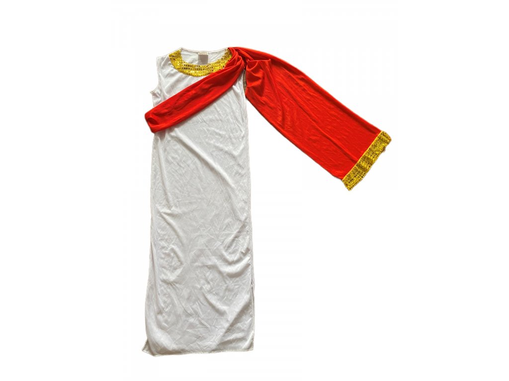 Bíločervené šaty, vel. 146