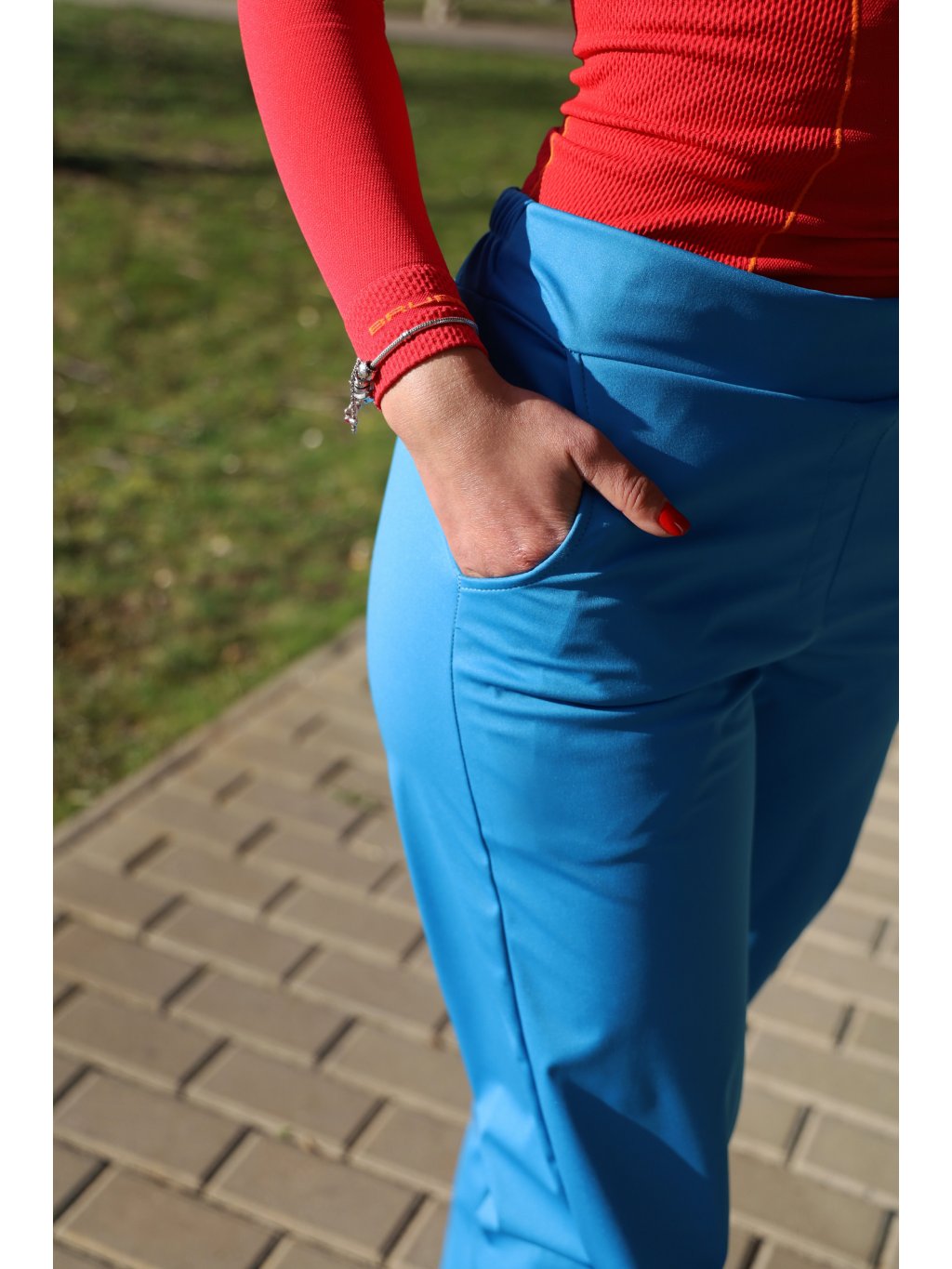 Outdoorové dámské pohodlné kalhoty modré
