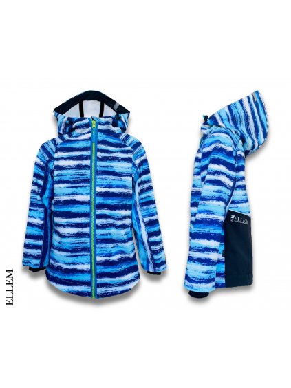 alt="softshellová bunda pro děti modrá pruhovaná"