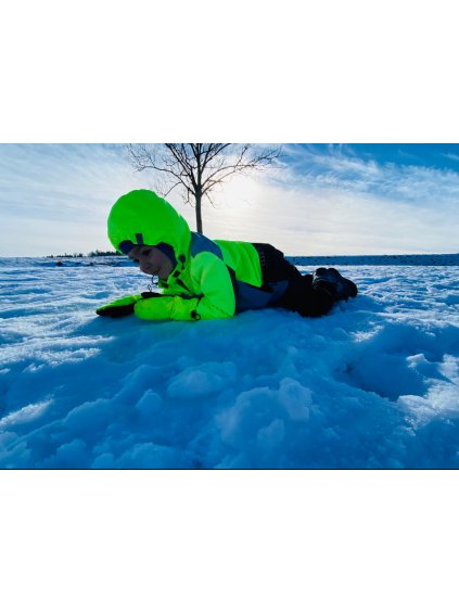 alt="dětská zimní bunda neonově žlutá chlapecká"