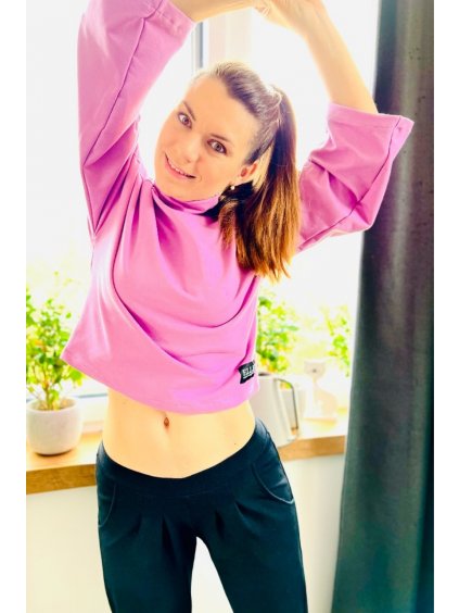 alt=fialová crop top dámská mikina