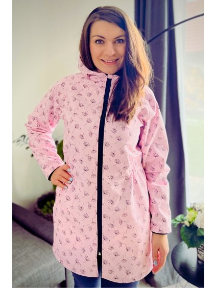 Dámský jarní růžový kabát parka