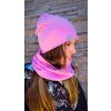 Růžová dětská čepice a nákrčník