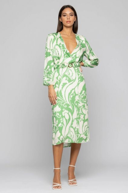 Midi šaty s opaskom zelené